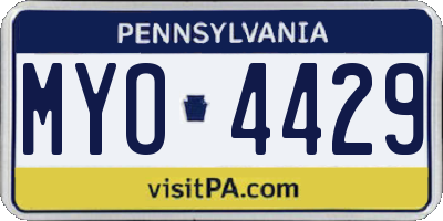 PA license plate MYO4429