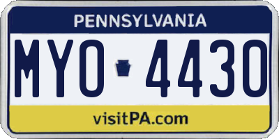 PA license plate MYO4430