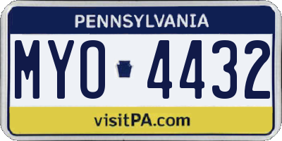 PA license plate MYO4432
