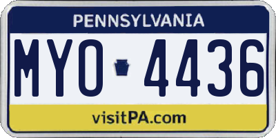 PA license plate MYO4436