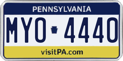 PA license plate MYO4440