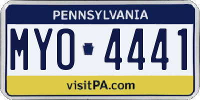 PA license plate MYO4441