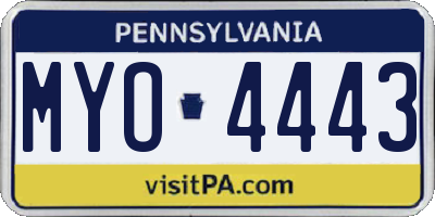 PA license plate MYO4443