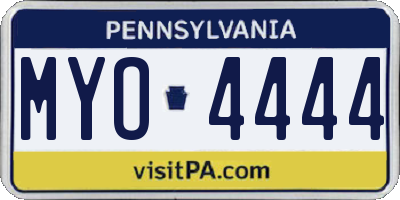 PA license plate MYO4444