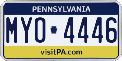 PA license plate MYO4446