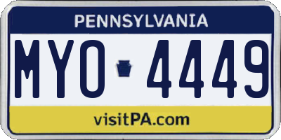 PA license plate MYO4449