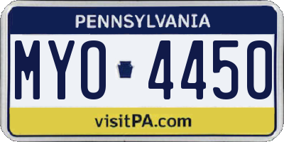 PA license plate MYO4450