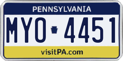 PA license plate MYO4451
