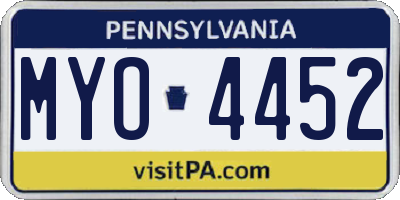 PA license plate MYO4452