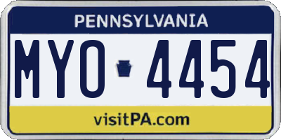 PA license plate MYO4454