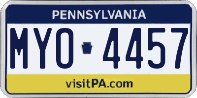 PA license plate MYO4457