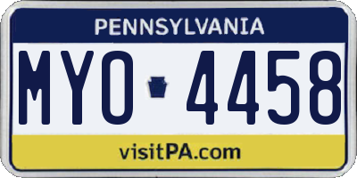 PA license plate MYO4458
