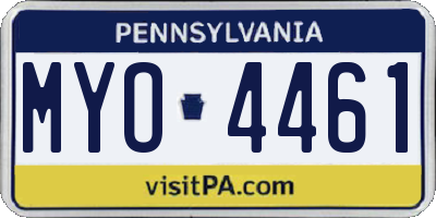 PA license plate MYO4461