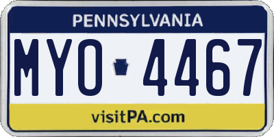 PA license plate MYO4467