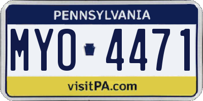 PA license plate MYO4471