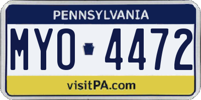 PA license plate MYO4472