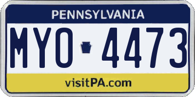 PA license plate MYO4473
