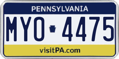 PA license plate MYO4475