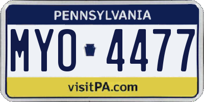 PA license plate MYO4477