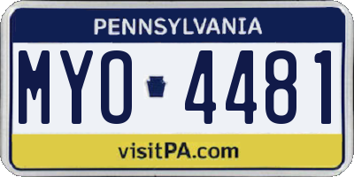 PA license plate MYO4481