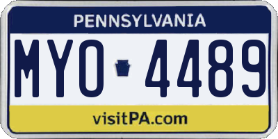 PA license plate MYO4489
