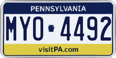 PA license plate MYO4492