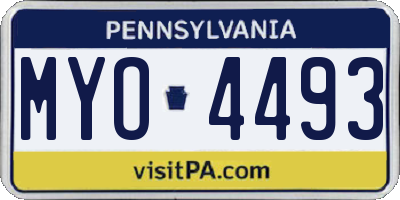 PA license plate MYO4493