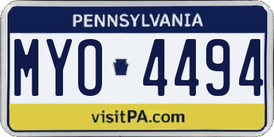 PA license plate MYO4494