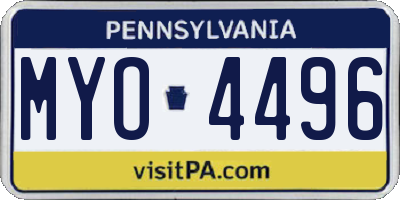PA license plate MYO4496