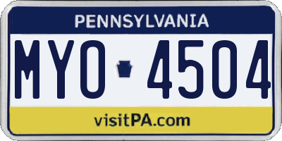 PA license plate MYO4504
