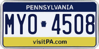 PA license plate MYO4508