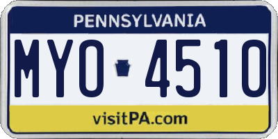 PA license plate MYO4510