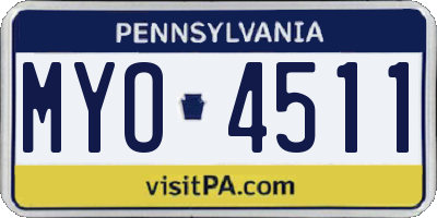 PA license plate MYO4511