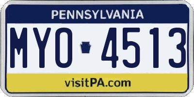PA license plate MYO4513