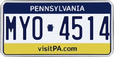 PA license plate MYO4514
