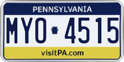 PA license plate MYO4515