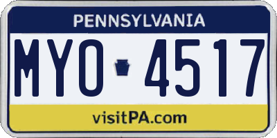 PA license plate MYO4517