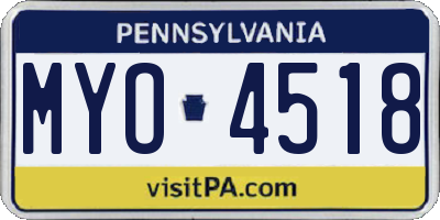 PA license plate MYO4518