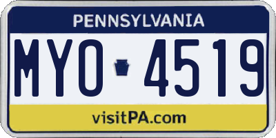 PA license plate MYO4519
