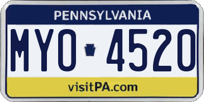 PA license plate MYO4520