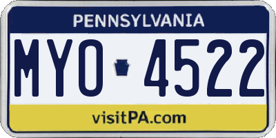 PA license plate MYO4522
