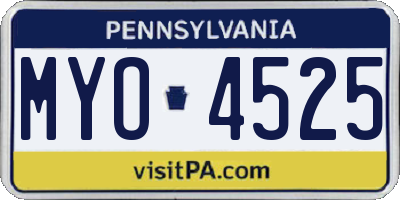 PA license plate MYO4525