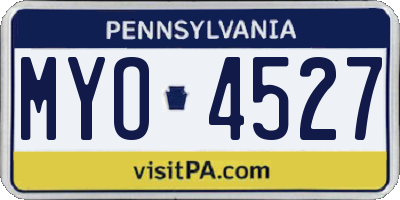 PA license plate MYO4527