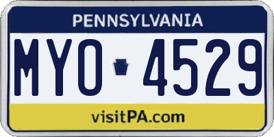 PA license plate MYO4529