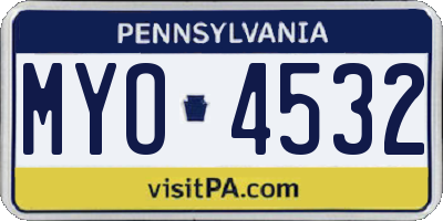 PA license plate MYO4532
