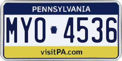 PA license plate MYO4536