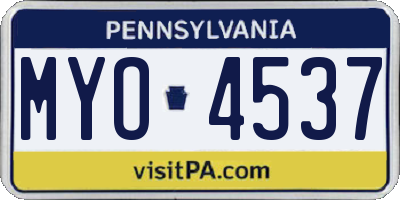 PA license plate MYO4537
