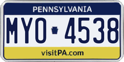 PA license plate MYO4538