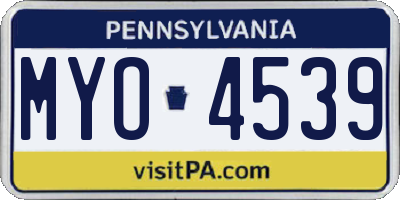 PA license plate MYO4539