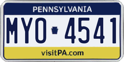 PA license plate MYO4541
